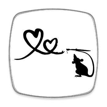 Rat with Brush Hearts Street Art - Square fridge magnet - white - Front