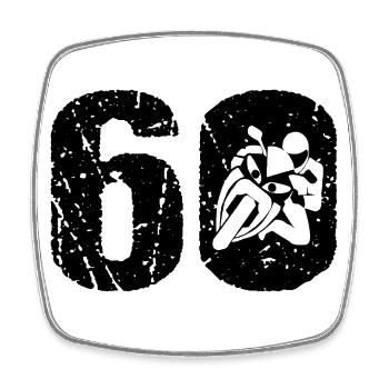 Moto 60 Motocycliste Moto - Magnet carré - blanc - Devant