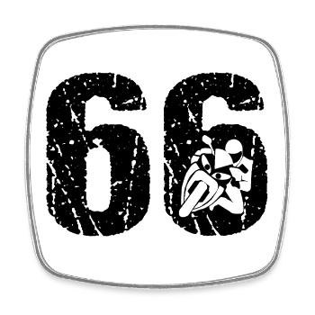 Moto 66 Motocycliste Moto - Magnet carré - blanc - Devant