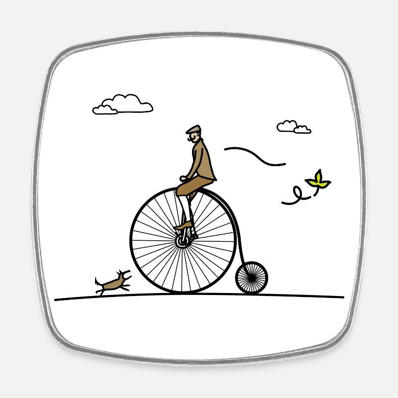 Vélo ancien - Magnet carré - blanc