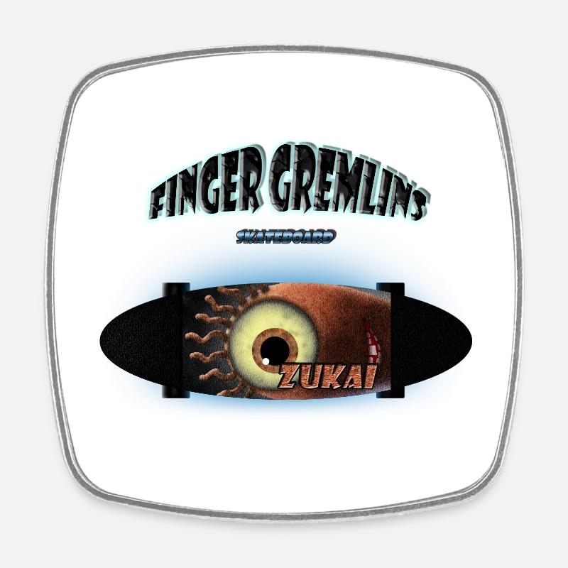 Skateboard Creature Monster Sport Finger Gremlin - Square fridge magnet - white