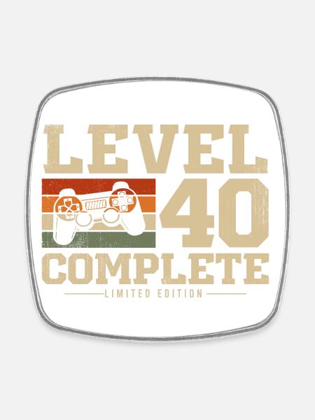 40. Geburtstag Geschenk Level 40 Complete - Viereckiger Kühlschrankmagnet - Weiß