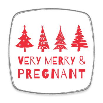 Fröhlich und schwanger an Weihnachten - Viereckiger Kühlschrankmagnet - Weiß - Vorne
