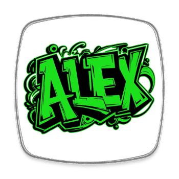 Alex Name Graffiti grün - Viereckiger Kühlschrankmagnet - Weiß - Vorne