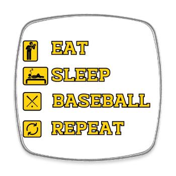 EAT SLEEP BASEBALL REPEAT - Square fridge magnet - white - Front