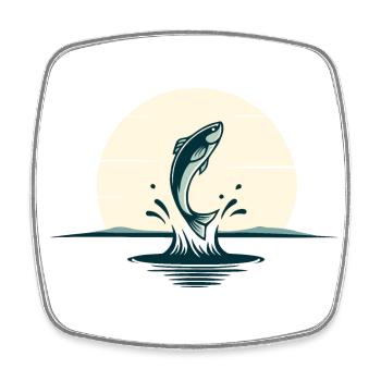 Poisson sauteur - Magnet carré - blanc - Devant