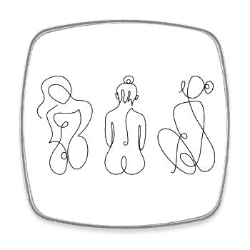Women's Line Art Black - Square fridge magnet - white - Front