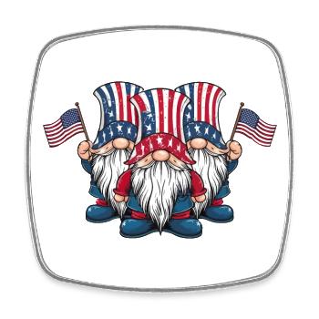 Patriotische amerikanische Gnome mit USA Flagge - Viereckiger Kühlschrankmagnet - Weiß - Vorne