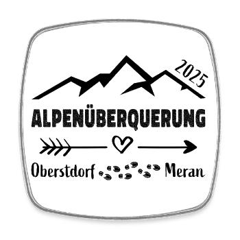 Alpenüberquerung 2025 Oberstdorf Meran E5 Geschenk - Viereckiger Kühlschrankmagnet - Weiß - Vorne