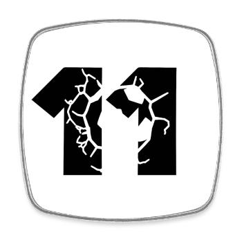 Fussball Trikot Nummer 11 - Viereckiger Kühlschrankmagnet - Weiß - Vorne