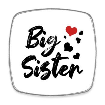 Big Sister Siblings Sweetheart - Square fridge magnet - white - Front