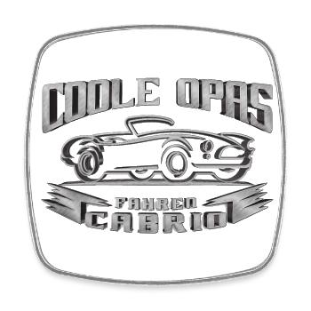 Coole Opas Cabrio - Viereckiger Kühlschrankmagnet - Weiß - Vorne