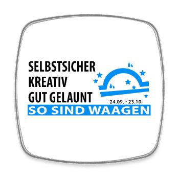 Sternzeichen Waage Eigenschaften, Tierkreiszeichen - Viereckiger Kühlschrankmagnet - Weiß - Vorne