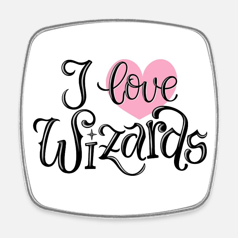I Love Wizards - Square fridge magnet - white