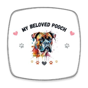 My beloved pooch G4 BLK - Square fridge magnet - white - Front