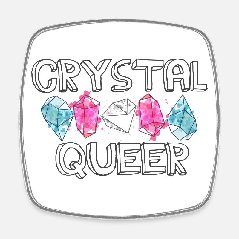 Crystal Queer Trans Pride Rainbow Crystals - Square fridge magnet - white