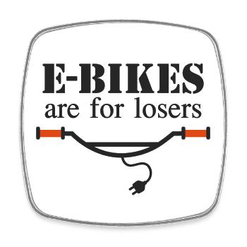 E-Bikes sind für Verlierer - Viereckiger Kühlschrankmagnet - Weiß - Vorne