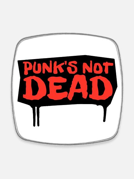 punks not dead | red-edition - Square fridge magnet - white