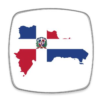 Drapeau de carte de réplique dominicaine - Magnet carré - blanc - Devant