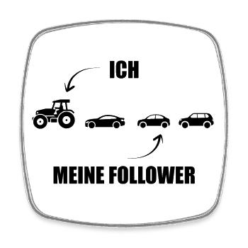 Ich und meine Follower - Traktor - Stau - Viereckiger Kühlschrankmagnet - Weiß - Vorne
