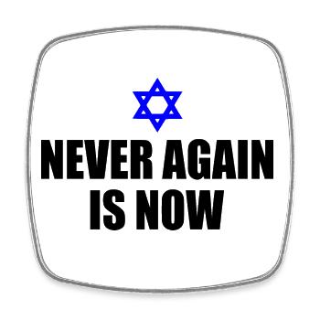 Never again is now - Viereckiger Kühlschrankmagnet - Weiß - Vorne