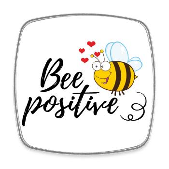 Funny Bee Saying Bee Positive - Square fridge magnet - white - Front