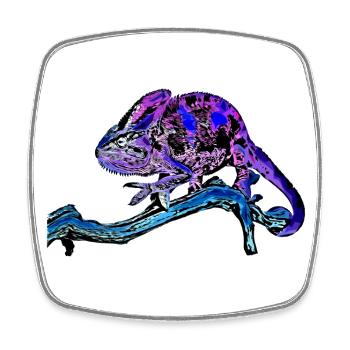 Chameleon - Square fridge magnet - white - Front