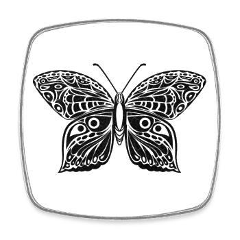 Schmetterling - Viereckiger Kühlschrankmagnet - Weiß - Vorne