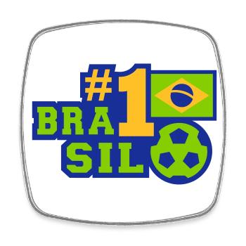 No. 1 Brasil (football) - Magnet carré - blanc - Devant