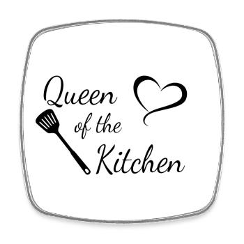 Queen of the Kitchen - Viereckiger Kühlschrankmagnet - Weiß - Vorne