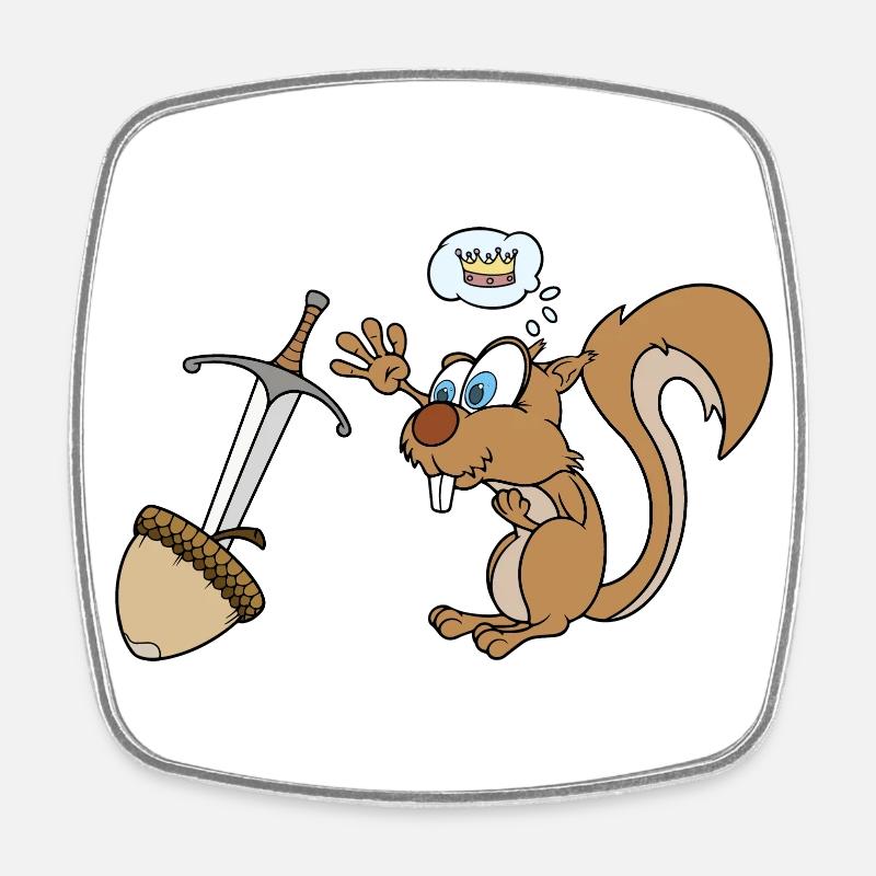 The sword in the nut - Square fridge magnet - white