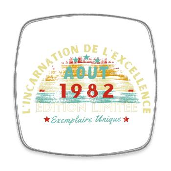 Vintage 1982 Août édition limitée | Millésime août - Magnet carré - blanc - Devant