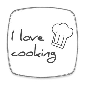 I love cooking - Viereckiger Kühlschrankmagnet - Weiß - Vorne