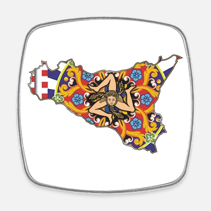 Sicile Majolica - Magnet carré - blanc