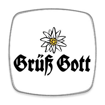 Grüß Gott - Alpen Edelweiß aus Bayern - Viereckiger Kühlschrankmagnet - Weiß - Vorne
