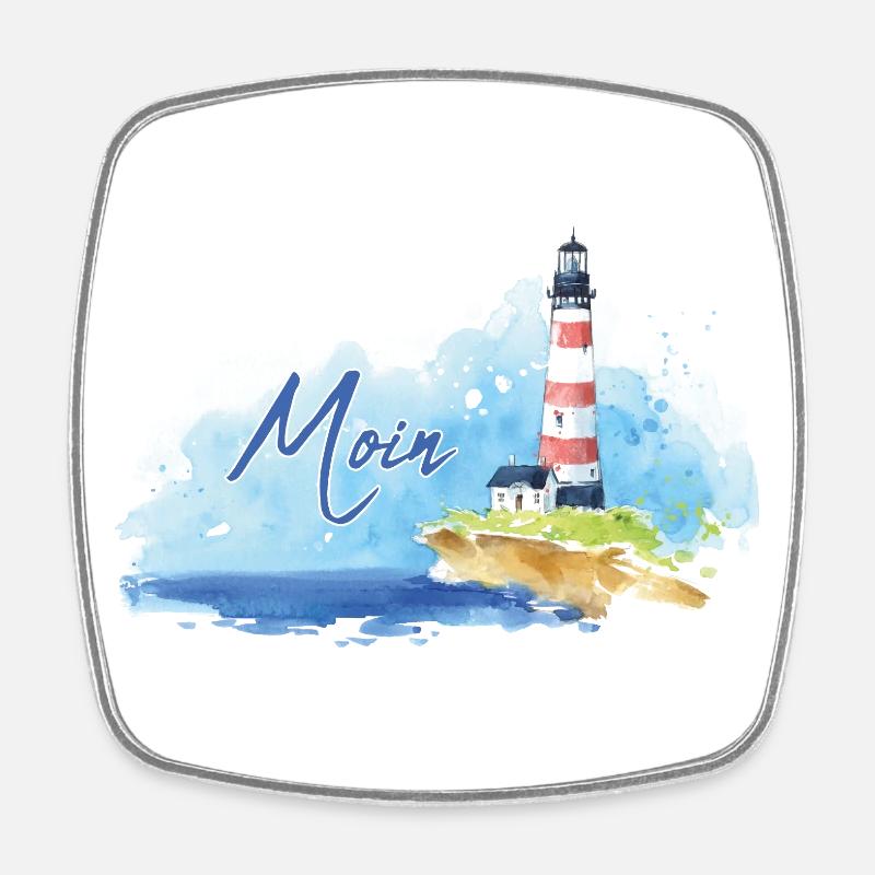 Leuchtturm mit Moin - Viereckiger Kühlschrankmagnet - Weiß