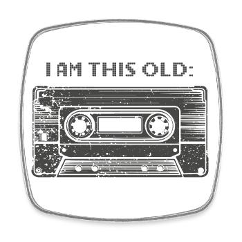 I Am This Old - Music Cassette - dark - Square fridge magnet - white - Front