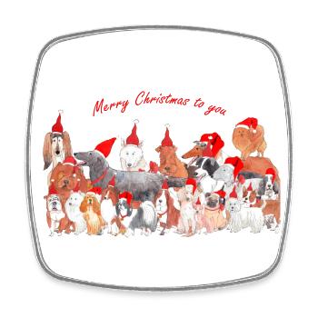 Weihnachtshunde - Christmasdogs 2 - Viereckiger Kühlschrankmagnet - Weiß - Vorne