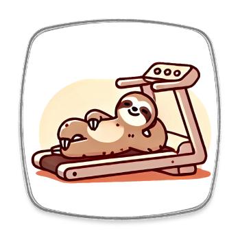 Entspanntes Faultier auf dem Laufband-Design - Viereckiger Kühlschrankmagnet - Weiß - Vorne