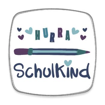 HURRA SCHULKIND - EINSCHULUNG - SCHULSTART - Viereckiger Kühlschrankmagnet - Weiß - Vorne