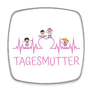 Tagesmutter Herzschlag mit Herz und Kindern pink - Viereckiger Kühlschrankmagnet - Weiß - Vorne