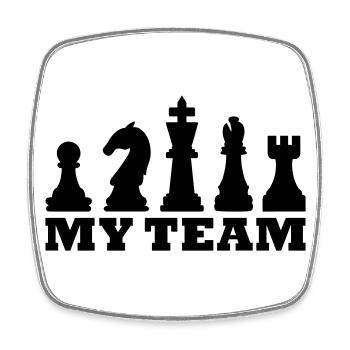 My Team (chess) - Square fridge magnet - white - Front