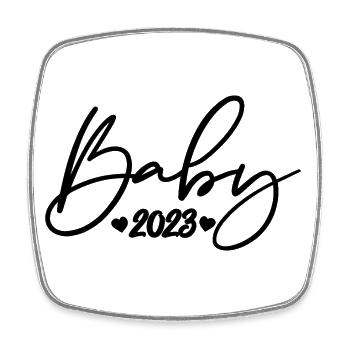 Baby 2023 Schwangerschaft verkünden Baby Geburt - Viereckiger Kühlschrankmagnet - Weiß - Vorne