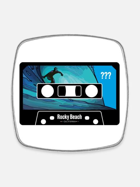 Die drei ??? Rocky Beach Surfen - Viereckiger Kühlschrankmagnet - Weiß