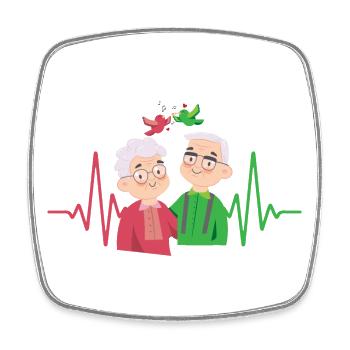 Soins du rythme cardiaque des personnes âgées ECG Pulse - Magnet carré - blanc - Devant