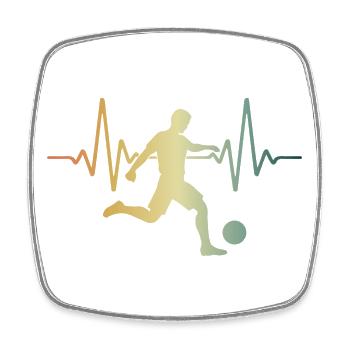 Heartbeat Soccer Joueur de football ECG Pulse - Magnet carré - blanc - Devant