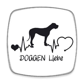 Deutsche Dogge mit Herzschlag - Viereckiger Kühlschrankmagnet - Weiß - Vorne