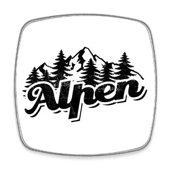 Alpen - Wald und Berge Wandern Erholung - Viereckiger Kühlschrankmagnet - Weiß - Vorne