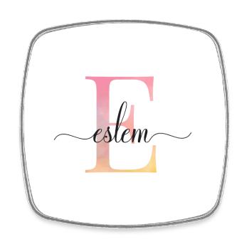 E| Monogram | Name | EslemWatercolor - Square fridge magnet - white - Front