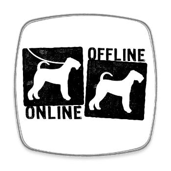 Online Offline - Airedale Terrier Hund Hundeleine - Viereckiger Kühlschrankmagnet - Weiß - Vorne